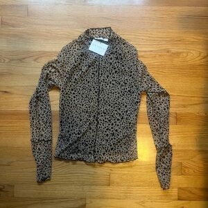 Zara Leopard Print Sheer Blouse